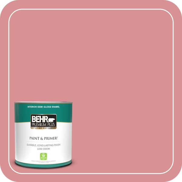 BEHR PREMIUM PLUS 1 qt. Home Decorators #HDC-CT-11 La Vie En Rose Semi-Gloss Enamel Low Odor Interior Paint & Primer