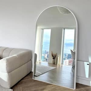 32 in. W x 71 in. H Arched Aluminum Alloy Frame Silver Oversized Full-length Mirror Standing Floor Mirror