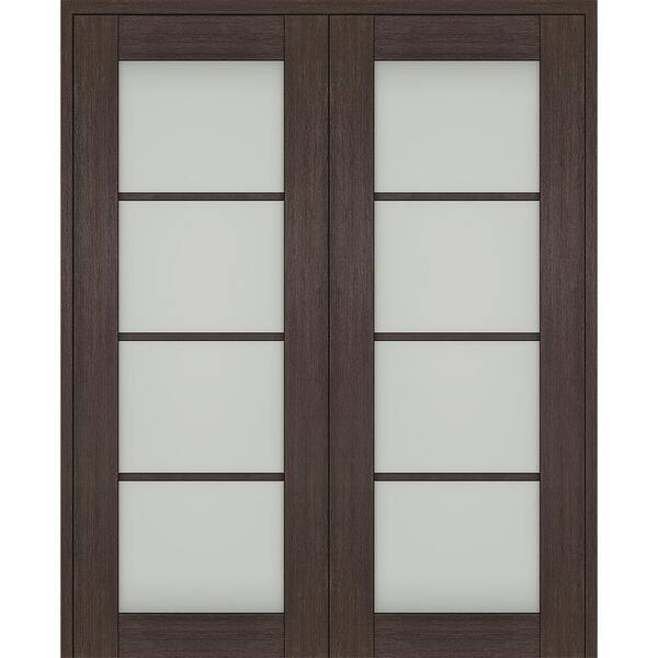 Belldinni Vona 72"x 96" Both Active 4-Lite Frosted Glass Veralinga Oak Wood Composite Double Prehung French Door