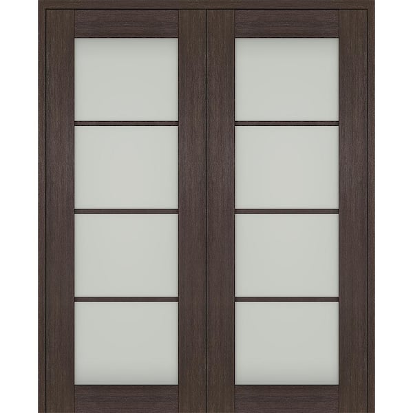 Belldinni Vona 48"x 80" Both Active 4-Lite Frosted Glass Veralinga Oak Wood Composite Double Prehung French Door