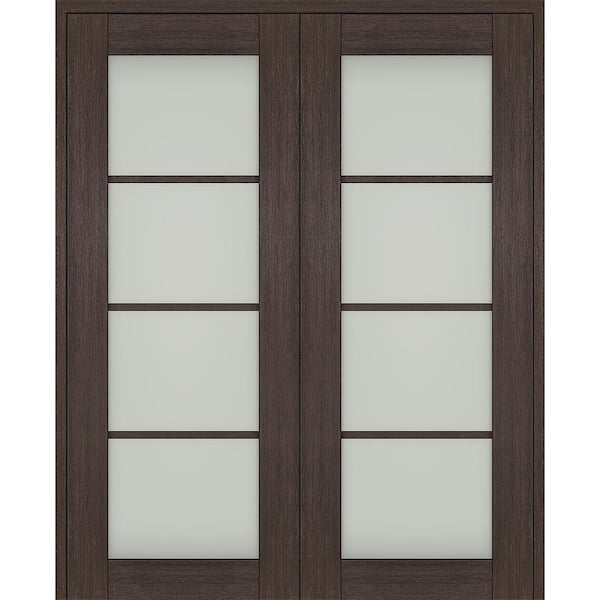 Belldinni Vona 60"x 80" Both Active 4-Lite Frosted Glass Veralinga Oak Wood Composite Double Prehung French Door