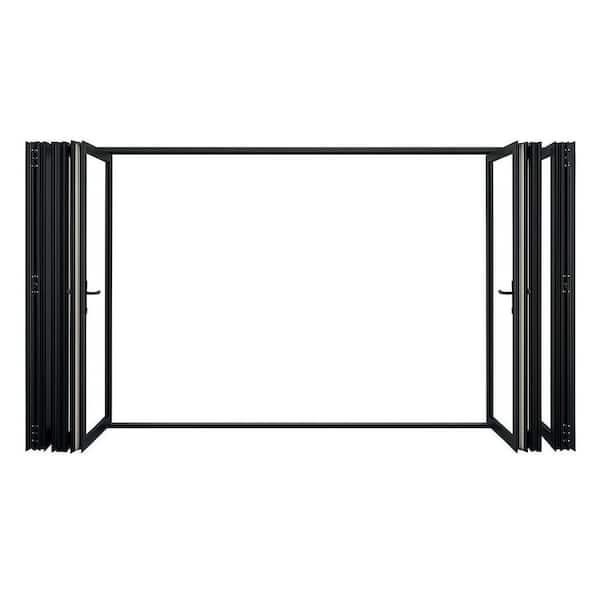 Teza 85 Series 240 in. x 96 in. Matte Black Right to Left Folding Aluminum Bi-Fold Patio Door