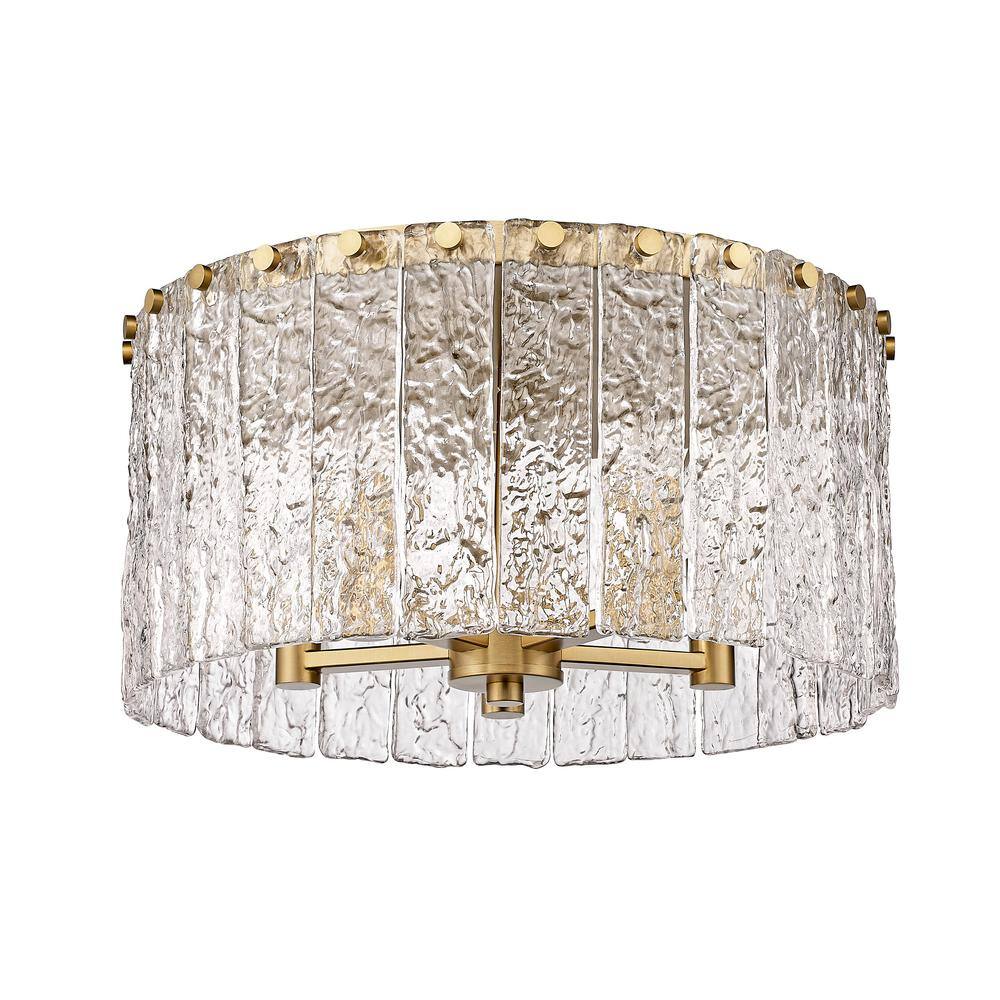 Modern Gold and Glass Textured Flush Mount Ceiling Light