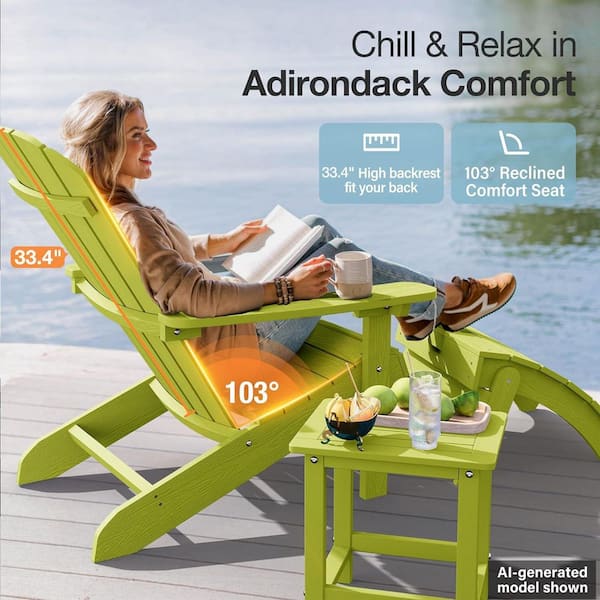 Mximu Classic Kelly Green Plastic Outdoor Patio Adirondack Chair