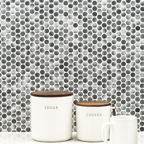 Grigio Mix Penny Round 11 in. x 12 in. Porcelain Mosaic Kitchen, Bath, Floor and Wall Tile (14.4 sq. ft./Case)