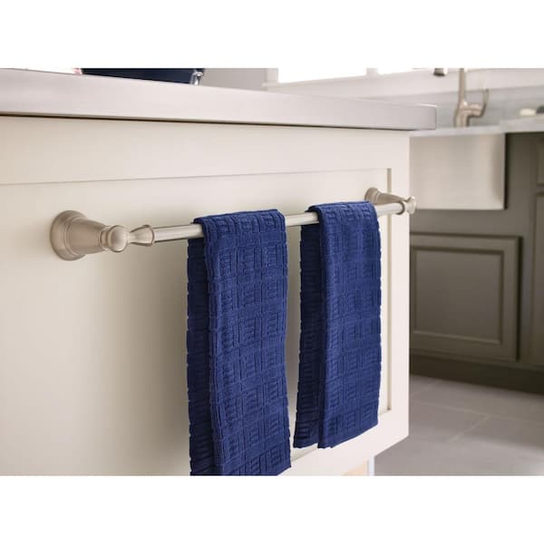 Banbury 3-Piece Bath Hardware Set with 24 in. Towel Bar, Toilet Paper Holder, and Towel Ring in Brushed Nickel