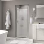 Lyndall 33 in. x 64-3/4 in. Semi-Frameless Contemporary Pivot Shower Door in Nickel with Rain Glass