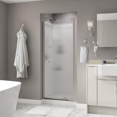 Contemporary 33 in. W x 64-3/4 in. H Semi-Frameless Pivot Shower Door in Nickel with 1/4 in. Tempered Rain Glass