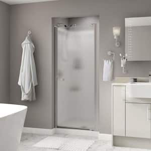 Lyndall 36 in. x 64-3/4 in. Semi-Frameless Contemporary Pivot Shower Door in Nickel with Rain Glass