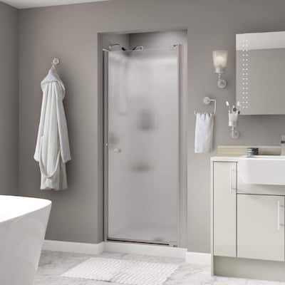 Contemporary 36 in. W x 64-3/4 in. H Semi-Frameless Pivot Shower Door in Nickel with 1/4 in. Tempered Rain Glass