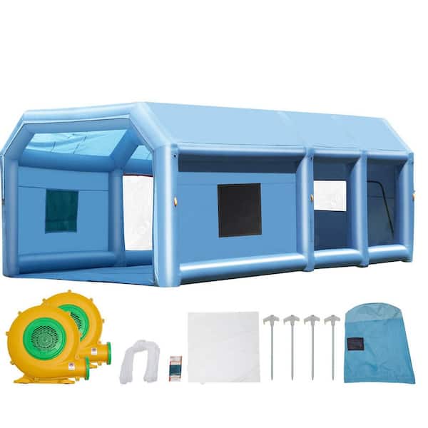 Inflatable Paint Booth, 23 x 13.1 x 9 ft., 750W+480W Powerful Blowers and Air Filter System, Portable for Small Truck