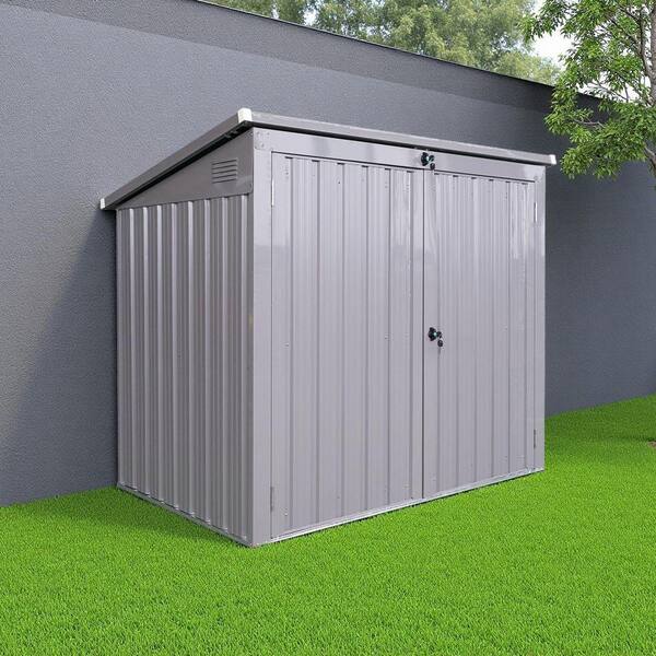 62.25 in. W x 40 in. D x 52.75 in. H Gray Metal Trash Can Storage