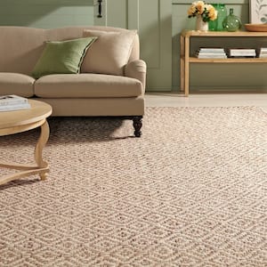 Martha Stewart Ivory/Natural 4 ft. x 6 ft. Border Concentric Diamond Area Rug