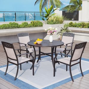 5-Piece Metal Outdoor Dining Set with 4 Aluminum Sling Chairs and 42 in. Round Table