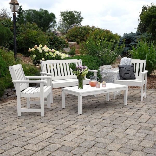 Lehigh White 4-Piece Recycled Plastic Outdoor Conversation Set