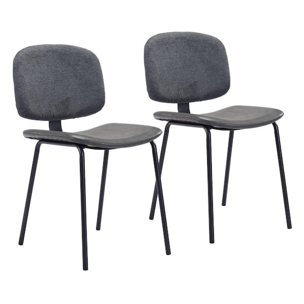 ZUO Worcester Gray, Black Polyurethane Dining Side Chair Set of 2