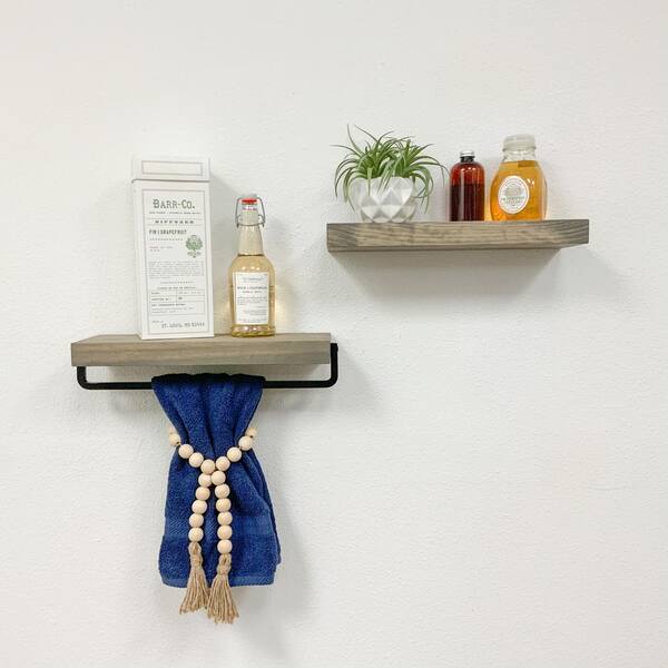 Floating Shelves for Bathroom Wall Shelf with Towel Bar and 5 Hooks Ru –  TreeLen