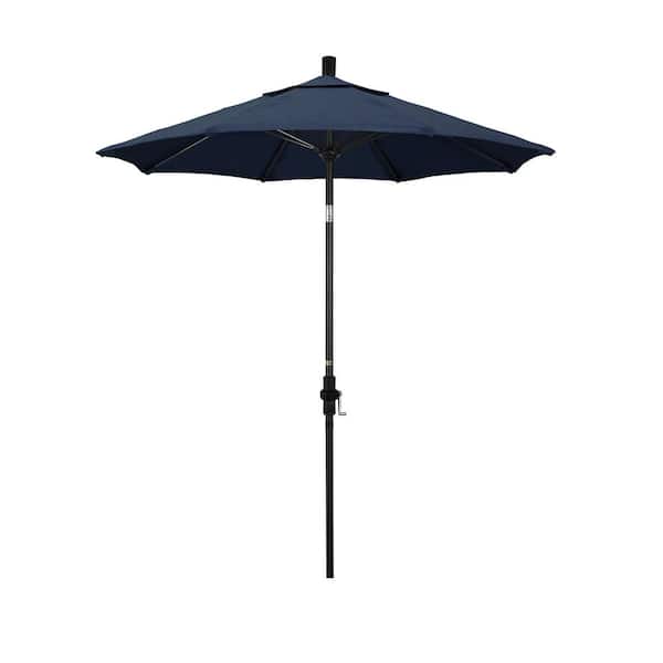 California Umbrella 7.5 ft. Matted Black Aluminum Market Patio Umbrella Fiberglass Ribs and Collar Tilt in Spectrum Indigo Sunbrella