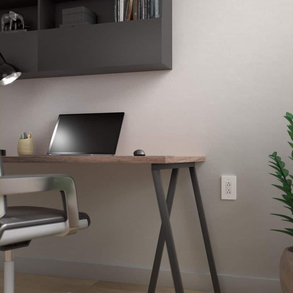 Gray 15A Tamper Resistant USB Outlet with Wall Plate