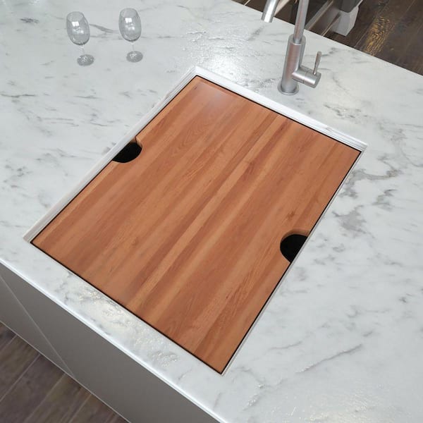 15 in. Undermount Single Bowl 16 Gauge Brushed Nickel Stainless Steel Kitchen Sink with Workstation