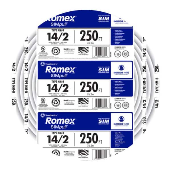 250 ft. 14/2 Romex SIMpull Solid NM-B W/G Wire