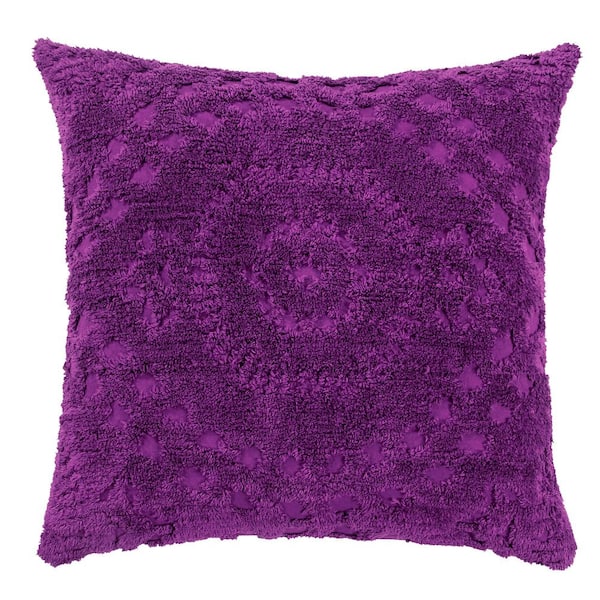 Better Trends Rio Collection Floral Design Plum Euro 100% Cotton Tufted Chenille Sham