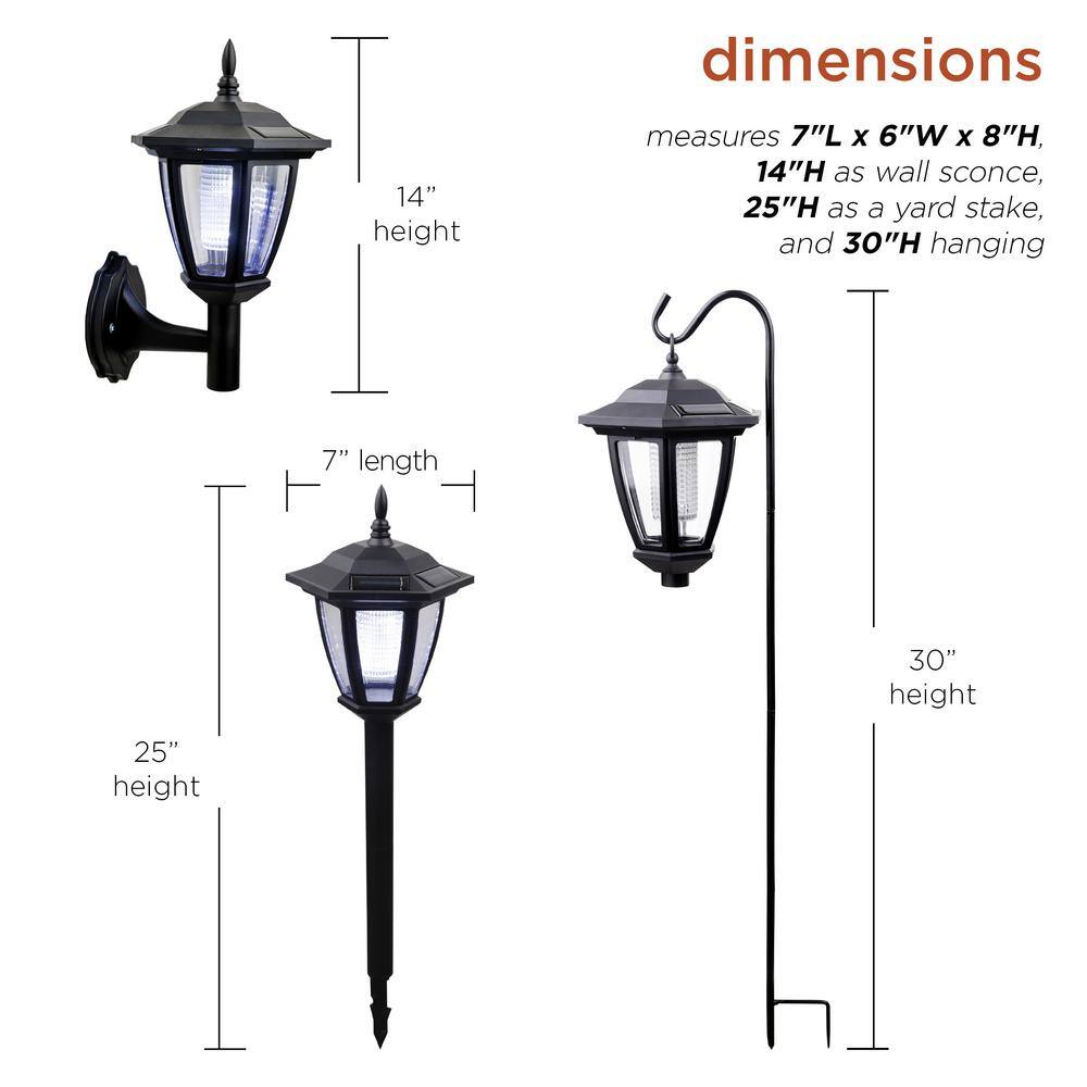Solar Black LED Outdoor Wall Lantern