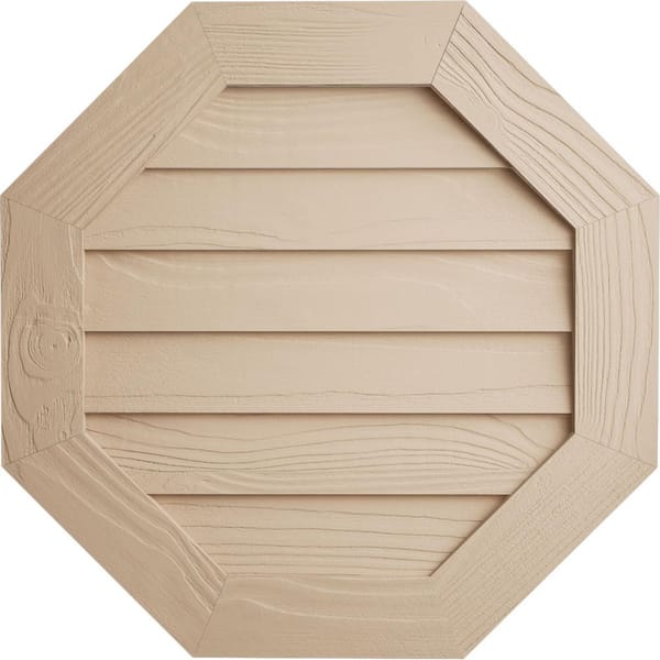 Ekena Millwork 30 in. x 30 in. Octagon Sandblasted Polyurethane Timberthane Faux Wood Non-Functional Paintable Gable Vent