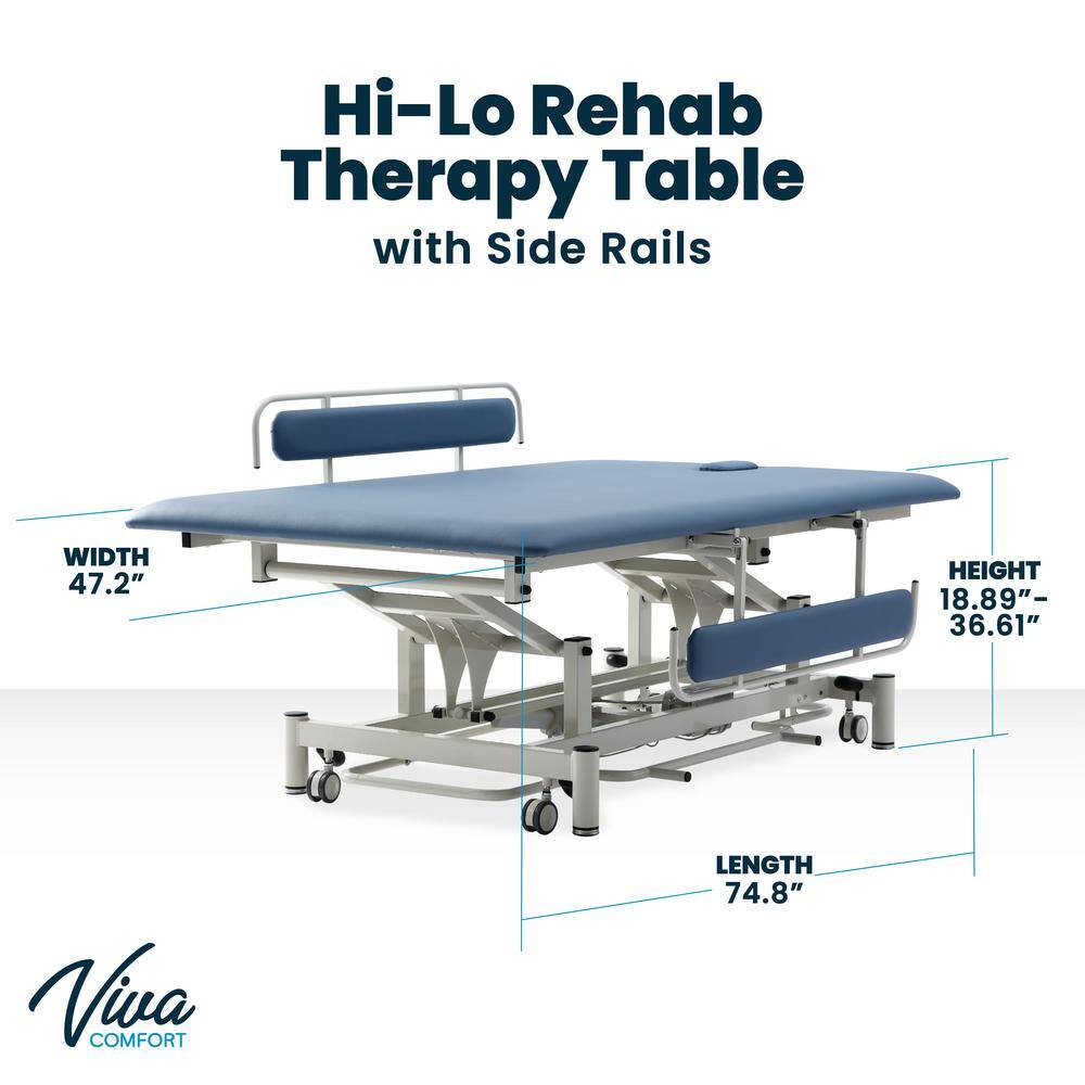 Adjustable Blue Leather and Steel Therapy Table