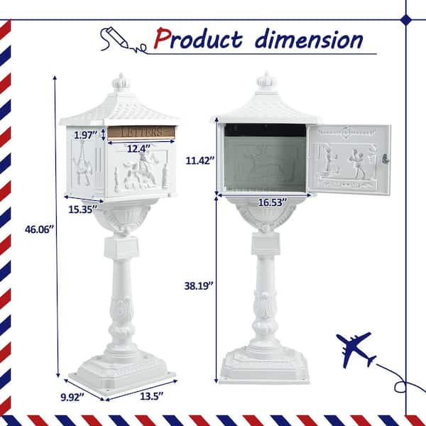 White Heavy Duty Cast Aluminum Mailbox Locking Residential