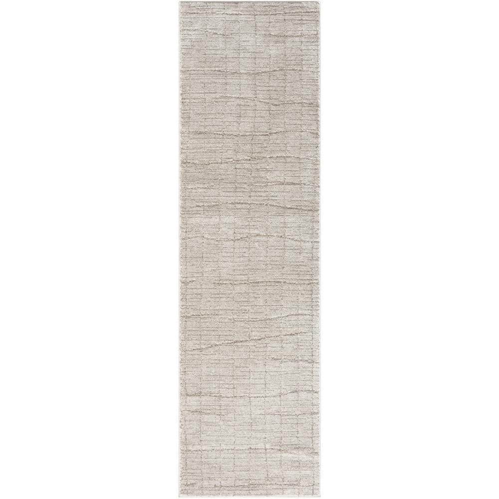 HomeRoots 9 ft. Beige And Gray Abstract Runner Rug 2000533423 - The ...