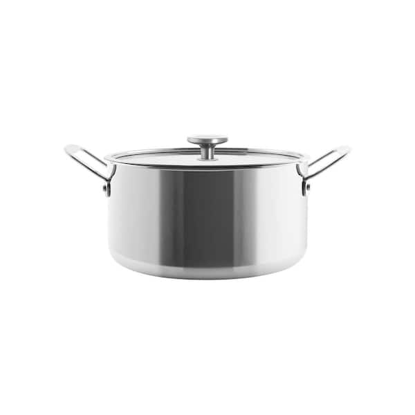 Chantal 3.Clad Tri-Ply 7 qt. Stainless Steel Stock Pot in Polished Stainless Steel with Glass Lid