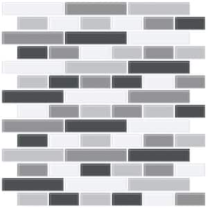 Black Vinyl Smoked Glass Peel Stick Backsplash Tiles