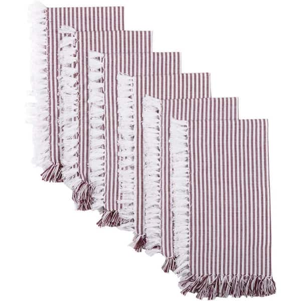 Ashton 18 in. W. x 18 in. Red Burgundy Striped Cotton Napkins Set of 6