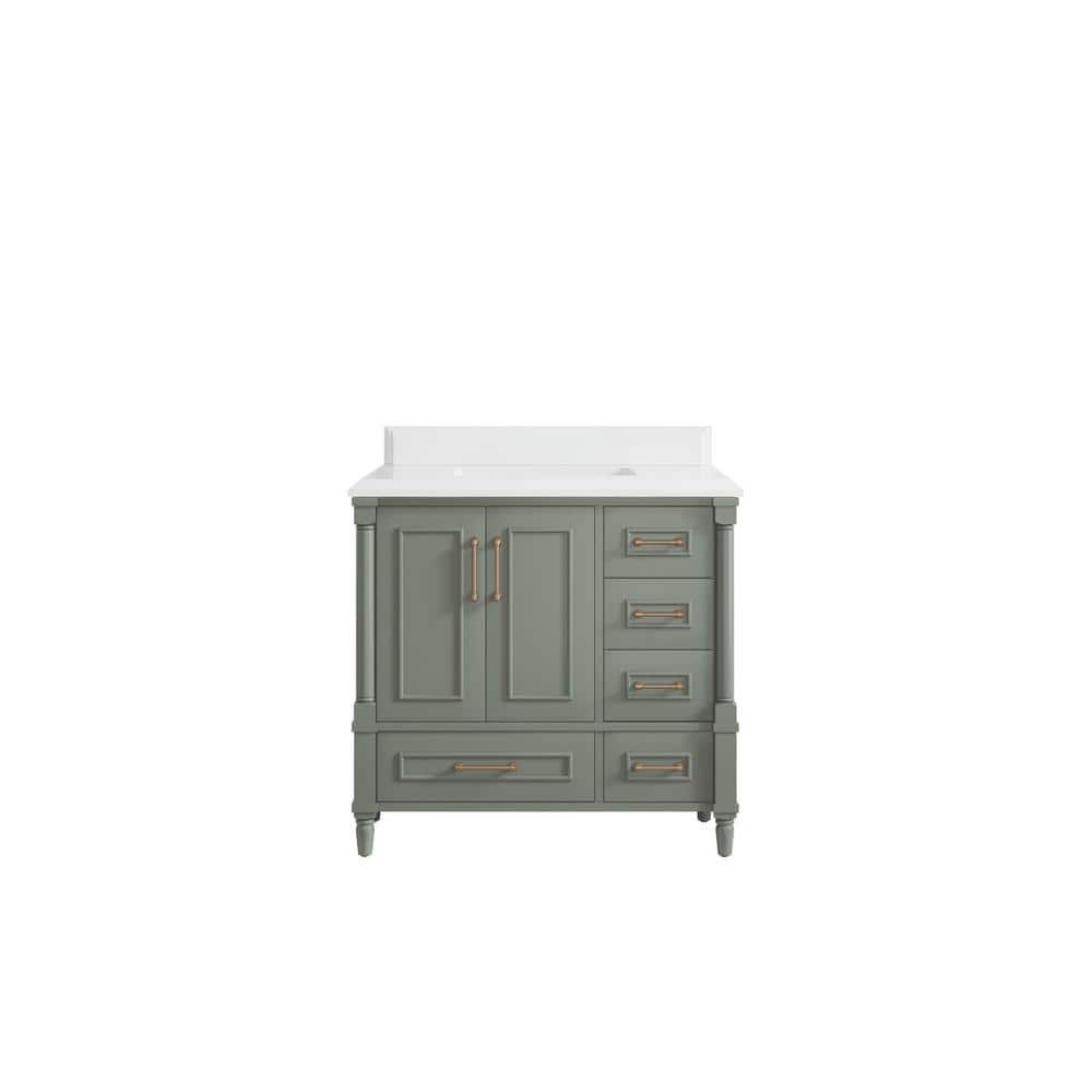 Hudson 36 in. W x 22 in. D x 36 in. H Single Sink Bath Vanity Center in Evergreen with 1.5 in. White Qt. Top price history on PriceWatchPro