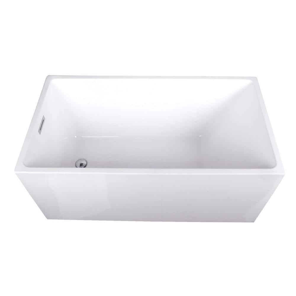 51 in. Acrylic Reversible Drain Rectangular Flatbottom Freestanding Bathtub