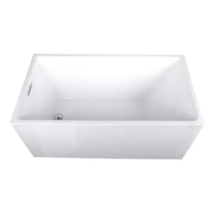 51 in. Acrylic Reversible Drain Rectangular Flatbottom Freestanding Bathtub in White