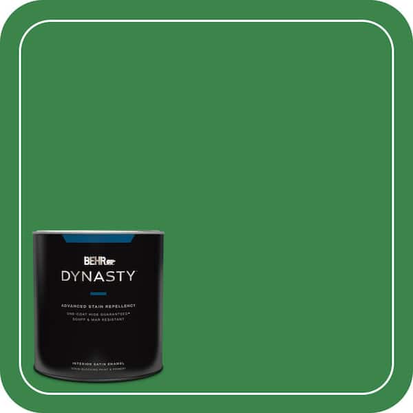 BEHR DYNASTY 1 qt. #450B-7 Green Grass Satin Enamel Interior Stain-Blocking Paint and Primer