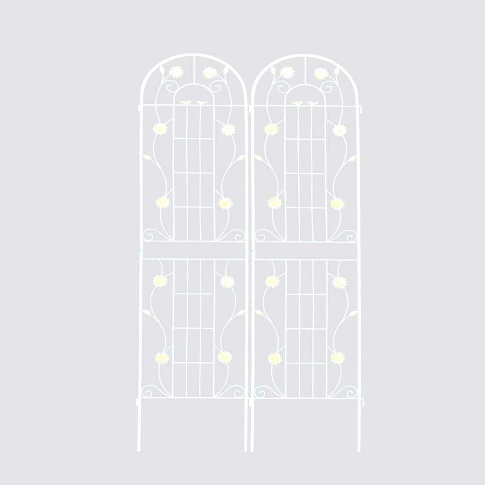 71 in. White Metal Garden Trellis Outdoor Flower Support (2-Pack)