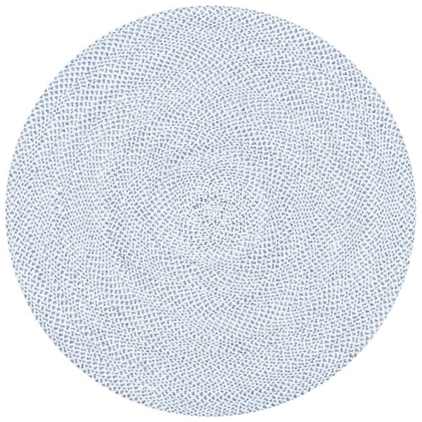 SAFAVIEH Braided Blue/Ivory 10 ft. x 10 ft. Round Solid Area Rug