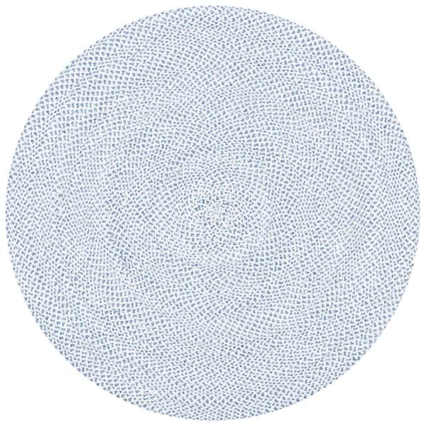 SAFAVIEH Braided Blue/Ivory 8 ft. x 8 ft. Round Solid Area Rug