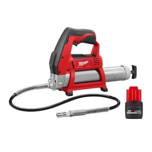 M12 12-Volt Lithium-Ion Cordless Grease Gun with M12 12-Volt Lithium-Ion CP High Output 2.5 Ah Battery Pack