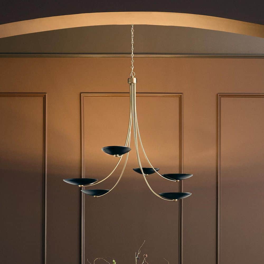 Palmela 45.75 in. 6-Light XL Chandelier in Champagne Bronze with Black Outer Shades price history on PriceWatchPro