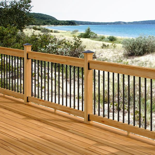 6 ft. Aluminum Cedar-Tone Southern Yellow Pine Deck Railing Kit