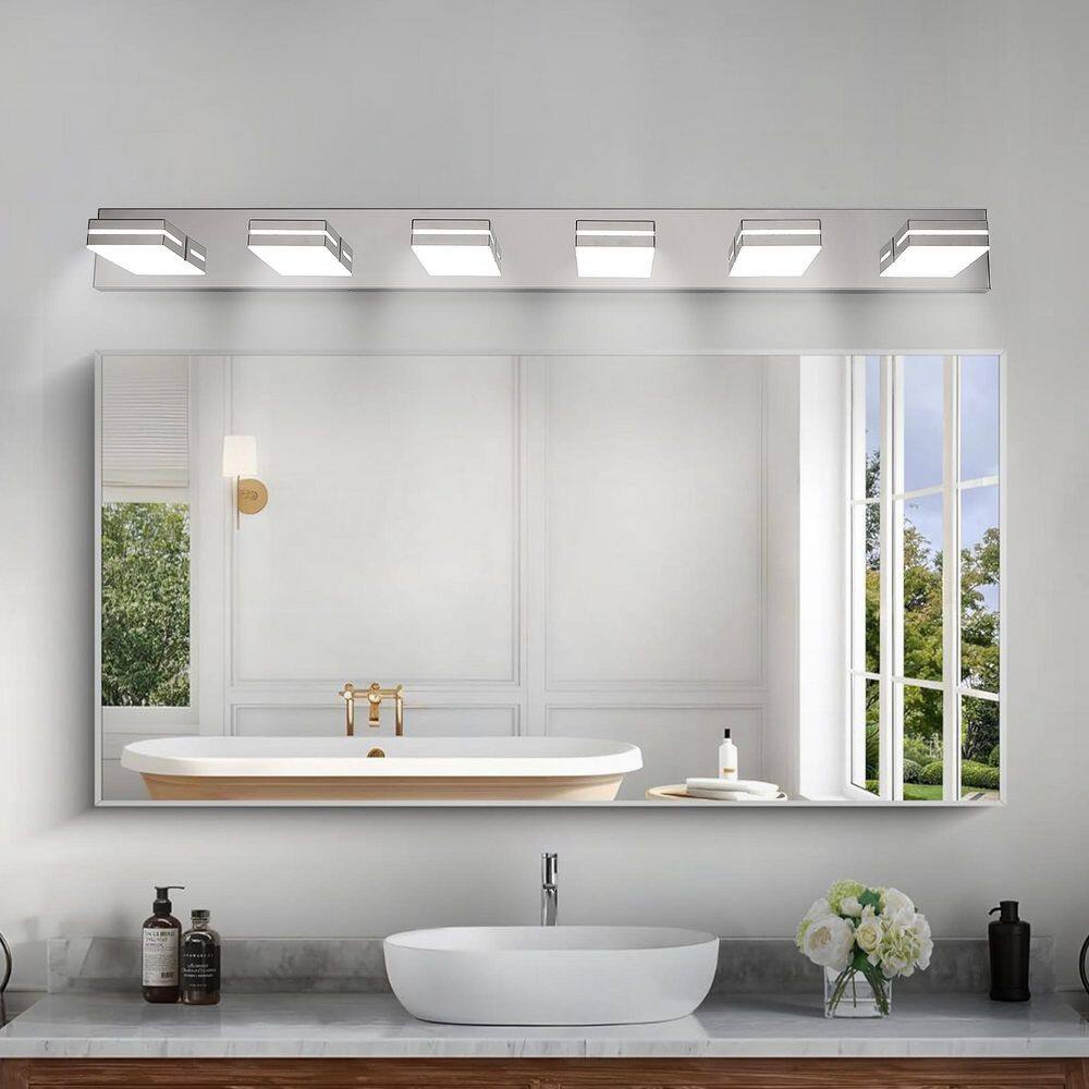 47.2 in. 6-Light Modern Chrome LED Vanity Light Wall Sconce for Bathroom and Mirror, Sleek Minimalist, Energy-Efficient price history on PriceWatchPro