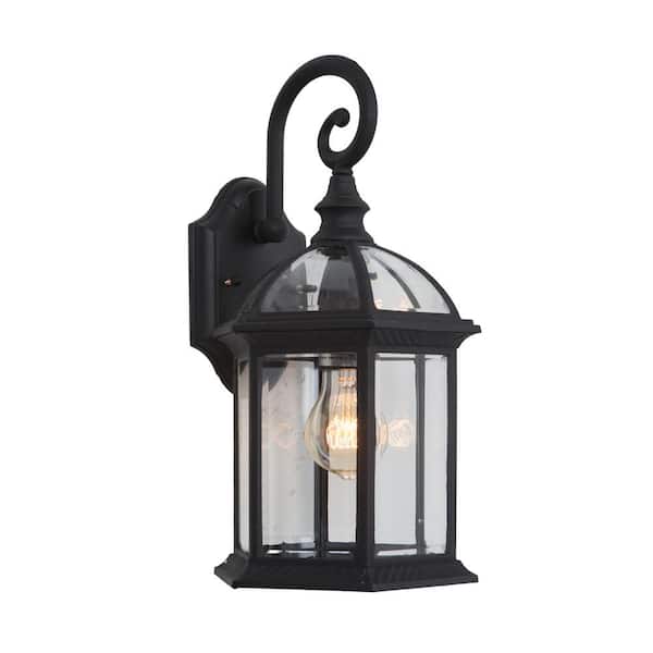 Anita Collection 1-Light Black Outdoor Wall Lantern Sconce