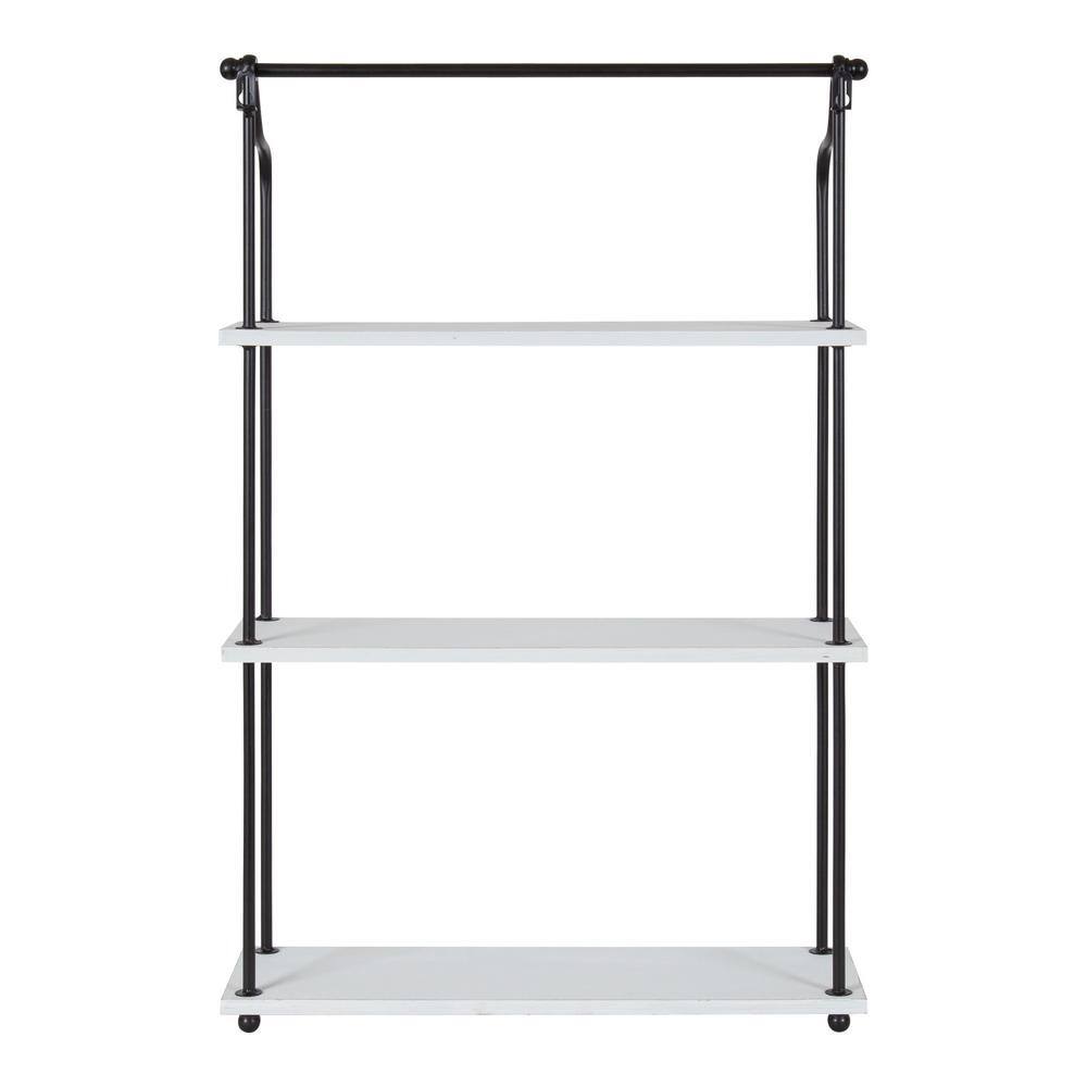 Walters White Wood and Metal 3-Tier Wall Shelf