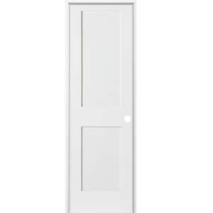 18 in. x 80 in. Craftsman Shaker Primed MDF 2-Panel Left-Hand Solid Core Wood Single Prehung Interior Door