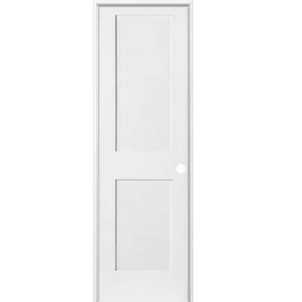 Krosswood Doors 18 in. x 80 in. Craftsman Shaker Primed MDF 2-Panel Left-Hand Solid Core Wood Single Prehung Interior Door