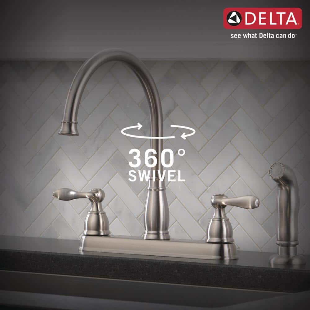 Oil Rubbed Bronze Two-Handle Kitchen Faucet with Side Sprayer
